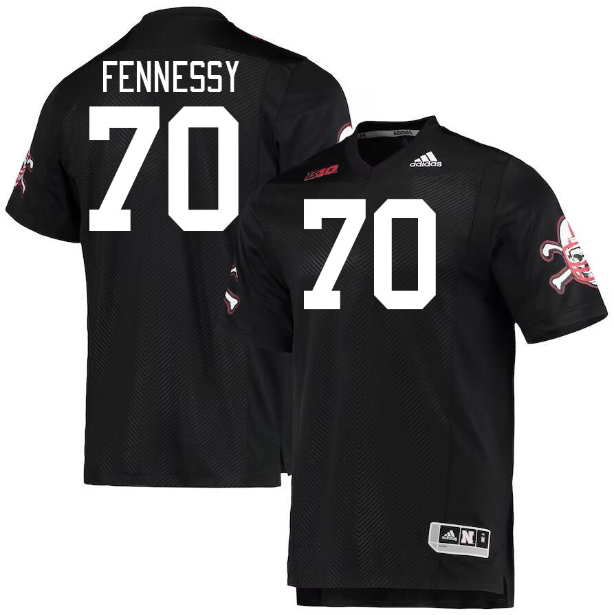 Men #70 Nolan Fennessy Nebraska Cornhuskers College Football Jerseys Stitched Sale-Black